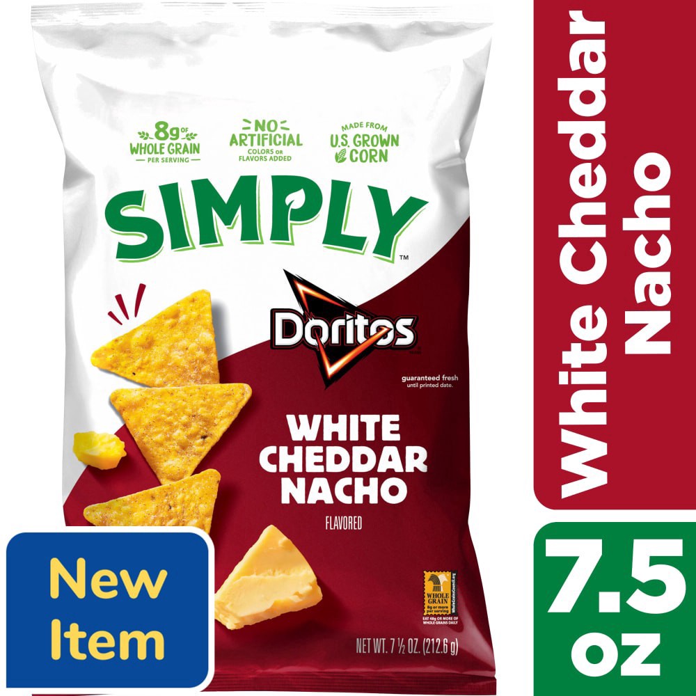 slide 4 of 6, Simply Doritos White Ched Nacho, 7 oz