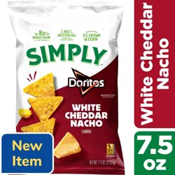 Doritos Tortilla Chips White Cheddar Nacho Flavored 7 1/2 Oz