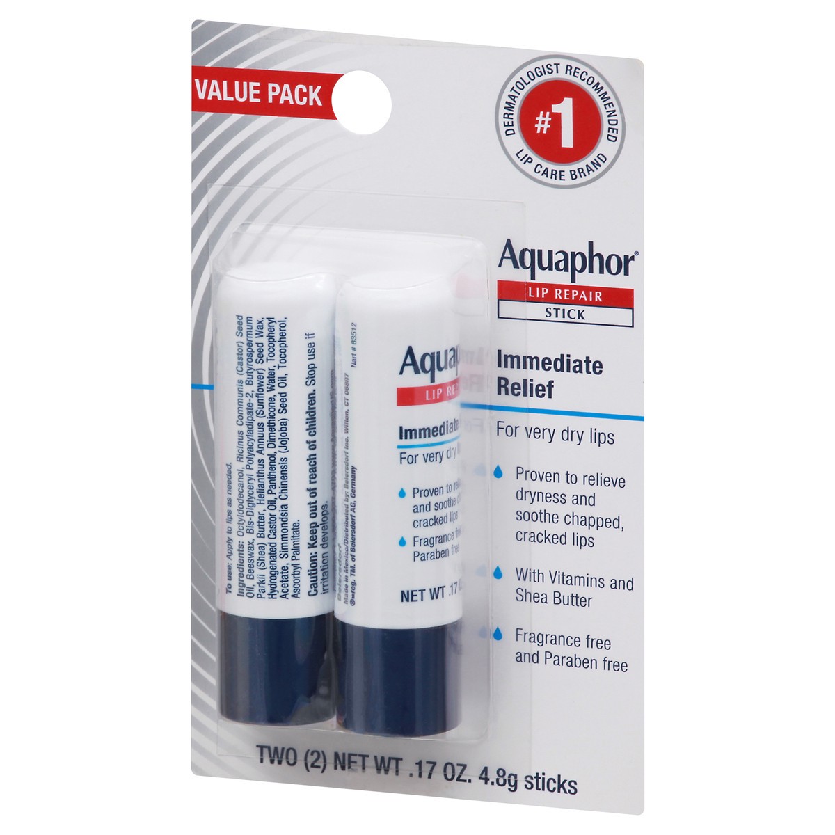 slide 3 of 9, Aquaphor Lip Repair Stick (Dual Pack), 0.34 oz