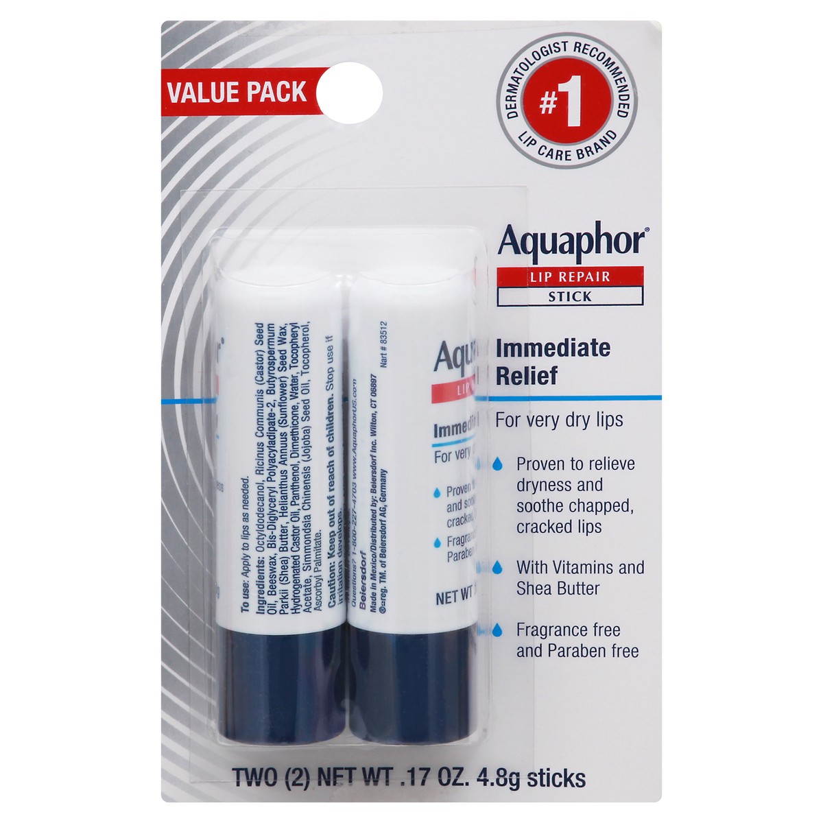 slide 1 of 9, Aquaphor Lip Repair Stick (Dual Pack), 0.34 oz