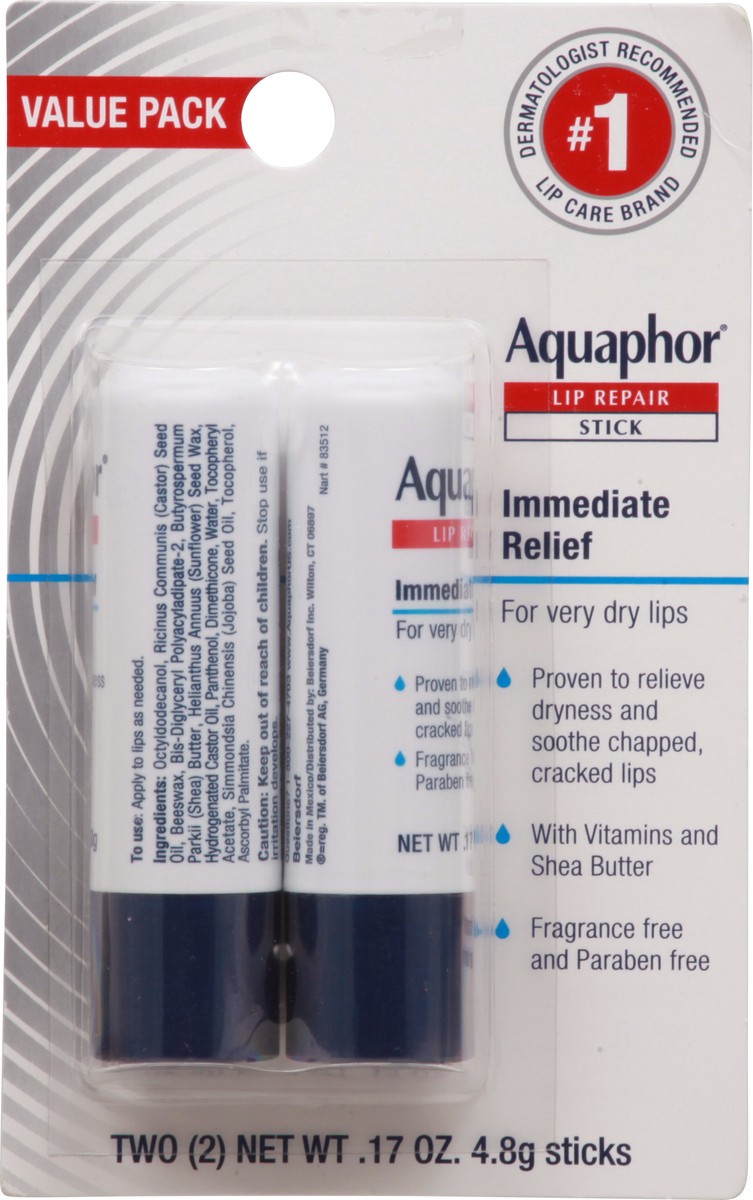 slide 8 of 9, Aquaphor Lip Repair Stick (Dual Pack), 0.34 oz