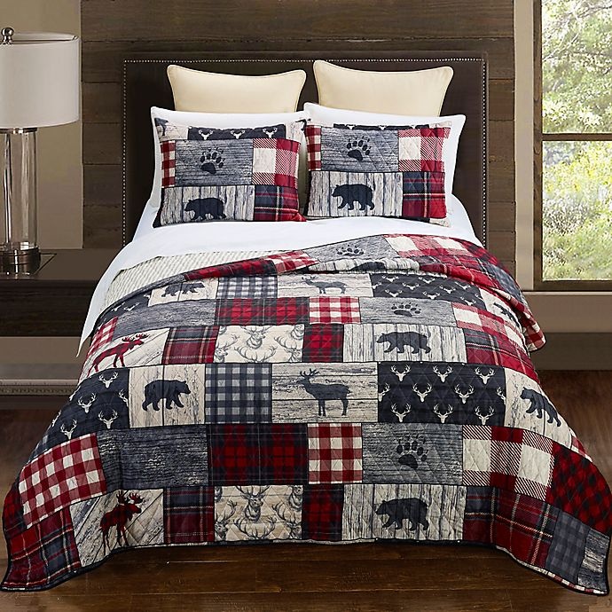 slide 1 of 10, Donna Sharp Timber Reversible Twin Quilt Set - Red, 2 ct