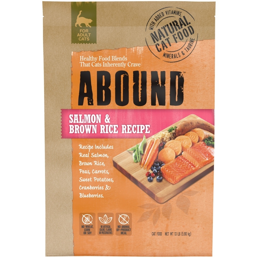 slide 1 of 1, Abound Salmon & Brown Rice Cat Food, 13 lb