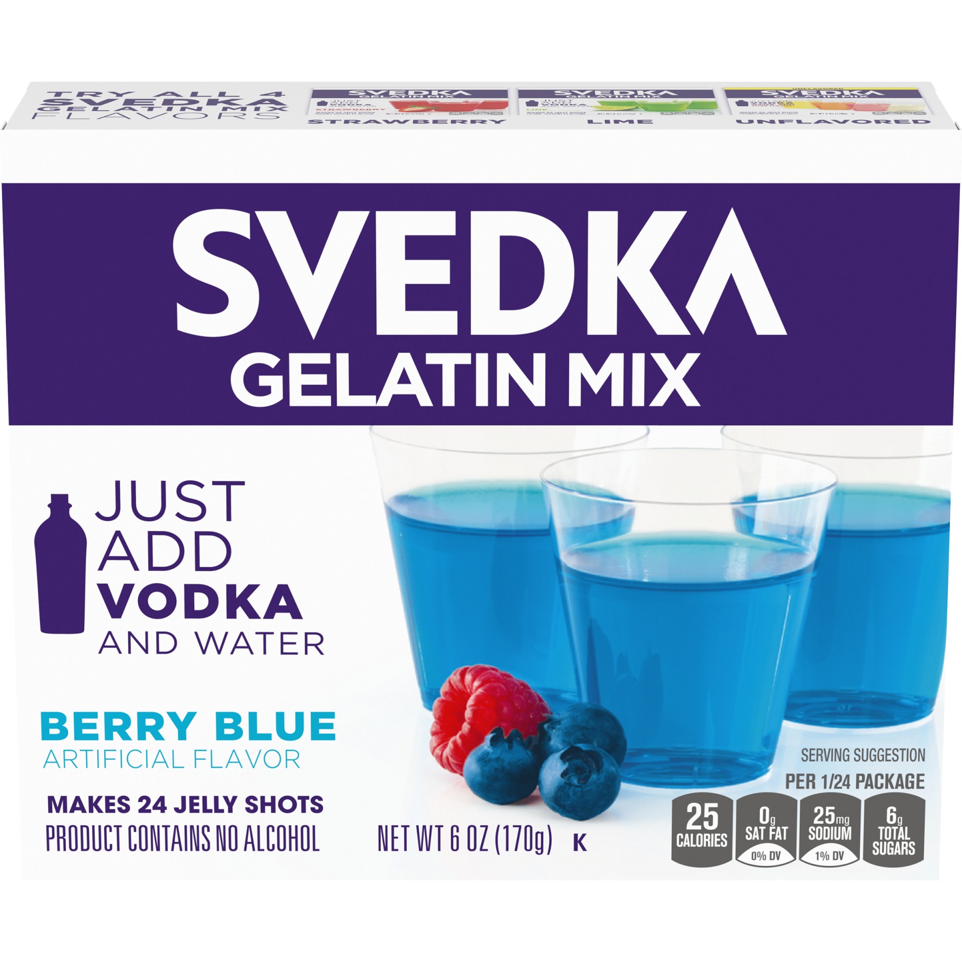 slide 1 of 1, Svedka Just Add Vodka & Water Berry Blue Jelly Shots Gelatin Mix, 6 oz