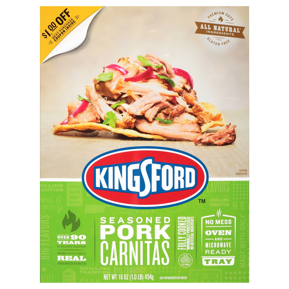 slide 1 of 6, Kingsford Seasoned Pork Carnitas 16 oz, 16 oz