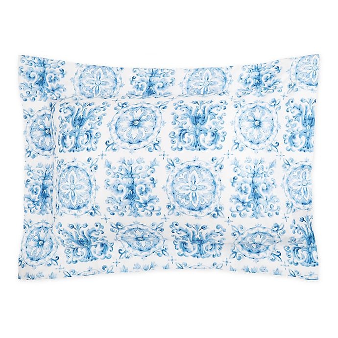 slide 1 of 3, Frette At Home Azulejo King Pillow Sham - Blue, 1 ct