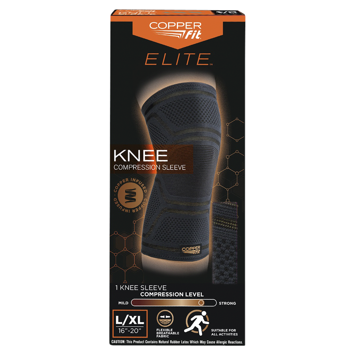 slide 1 of 1, Copper Fit Elite Knee Sleeve, Large/X-Large, 1 ct