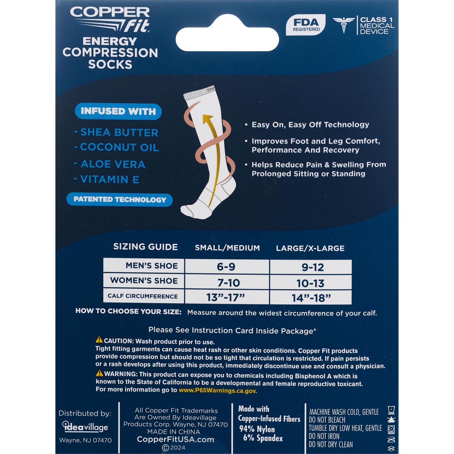 slide 2 of 4, Copper Fit Hydration Compression Socks, Black, S/M, SM/MED