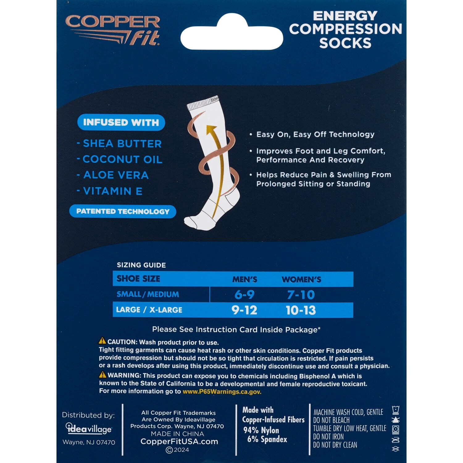 slide 5 of 6, Copper Fit Energy Hydration Sock, Beige, L/Xl, 1 ct