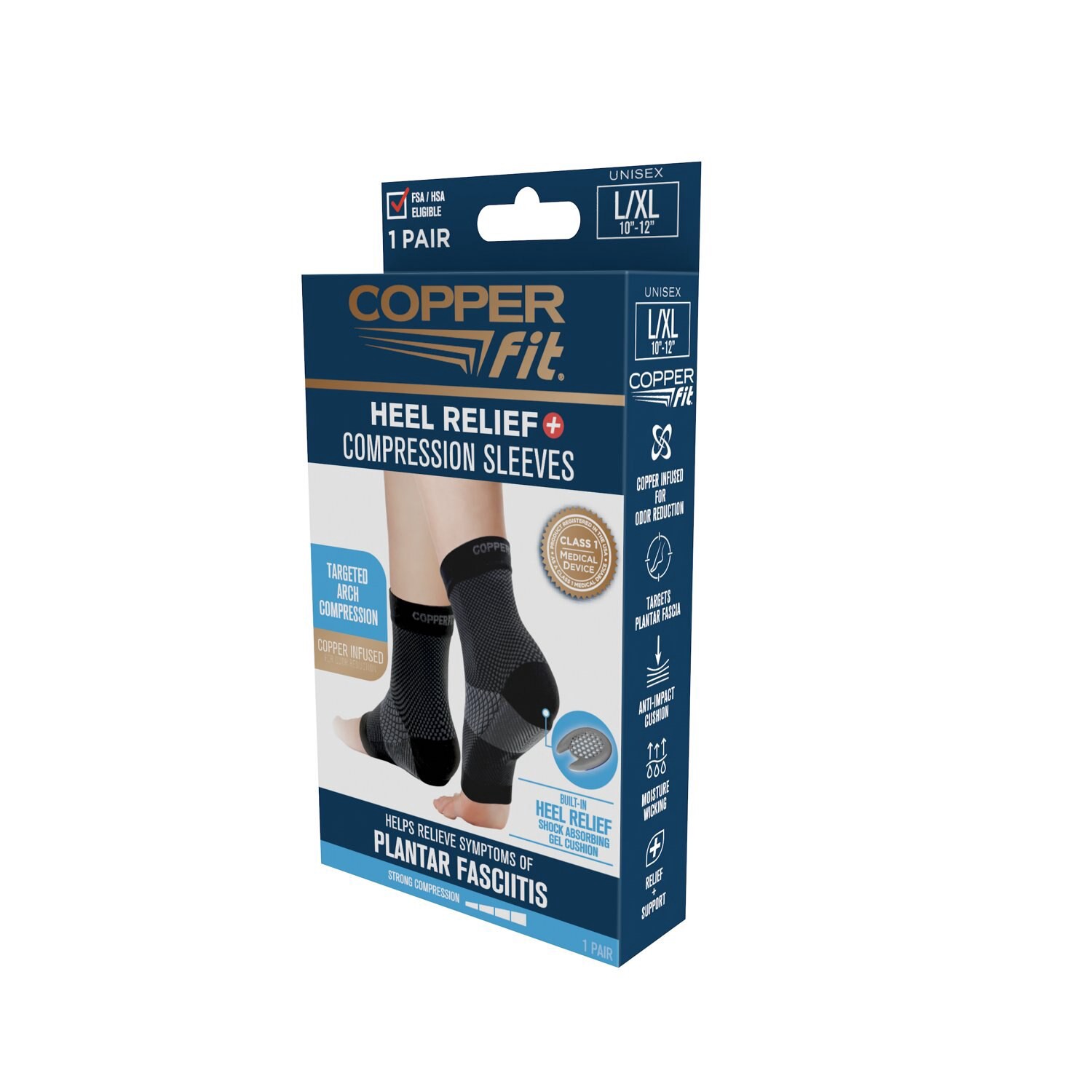 slide 3 of 3, Copper Fit Heel Relief Compression Sleeves, 1 ct