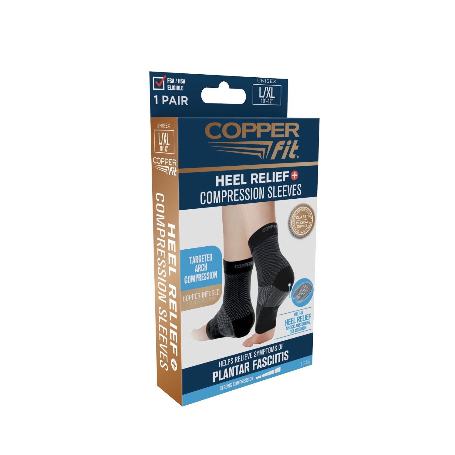 slide 2 of 3, Copper Fit Heel Relief Compression Sleeves, 1 ct