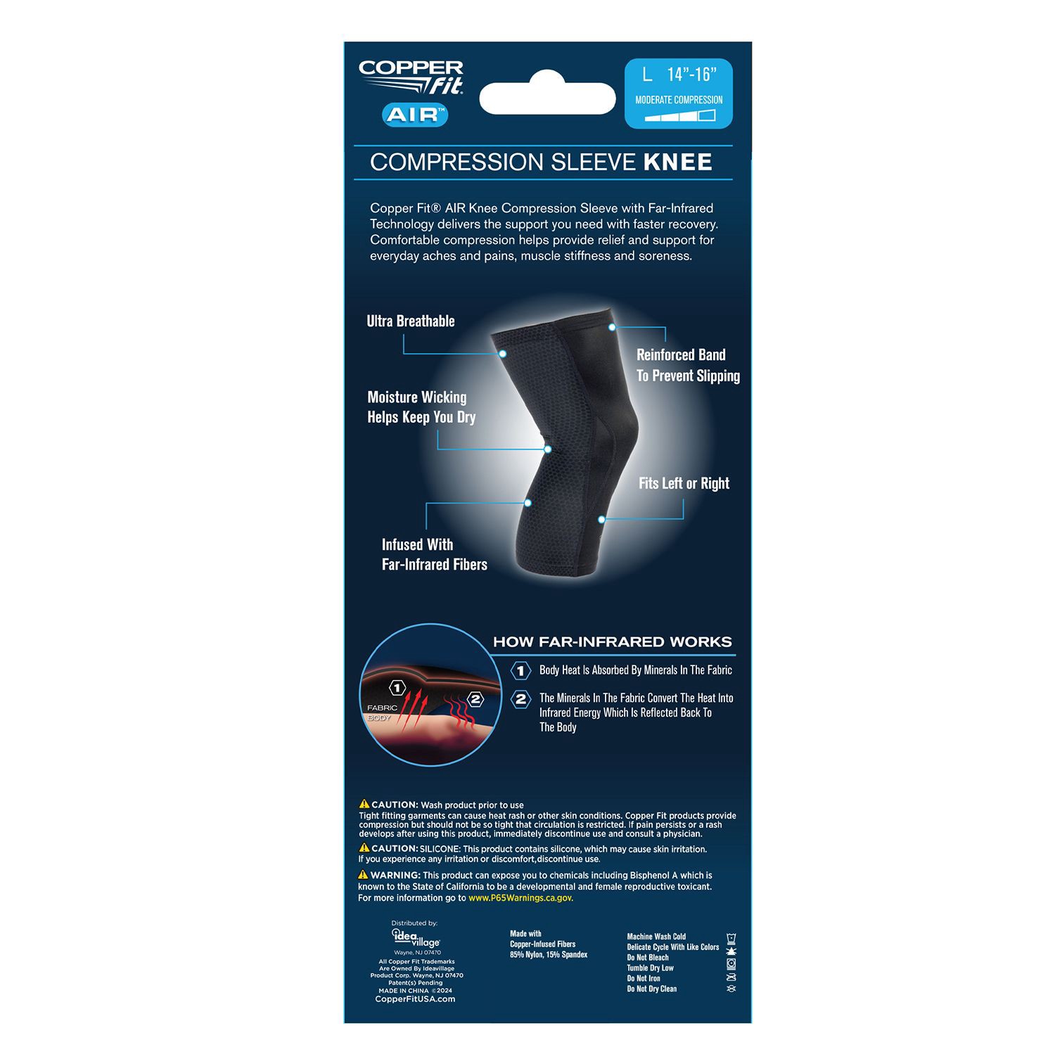 slide 2 of 3, Copper Fit Air Compression Knee Sleeve, Large, 1 ct