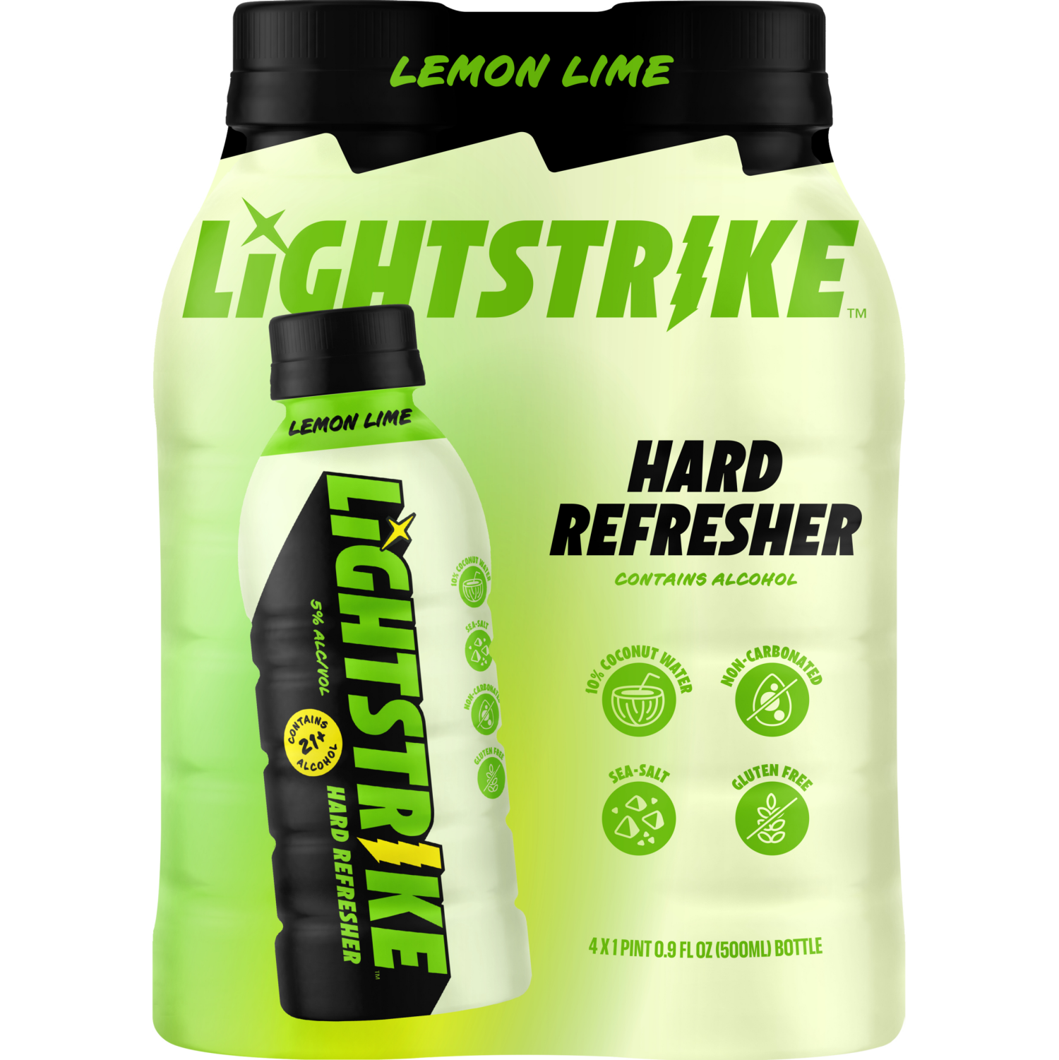 slide 1 of 1, Lightstrike Lemon Lime Hard Refresher 4 - 16.9 fl oz Bottles, 4 ct, 16.9 fl oz