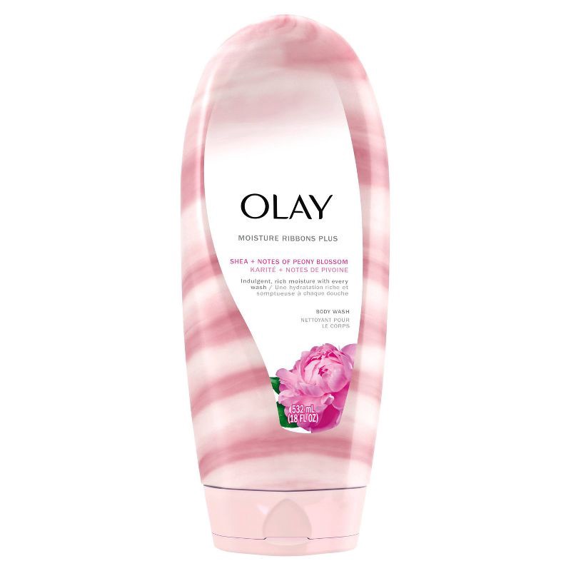 slide 1 of 1, Olay Moisture Ribbons Plus Shea + Peony Blossom Body Wash - 18 fl oz, 18 fl oz