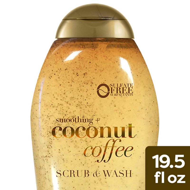 slide 1 of 6, OGX Smoothing + Coconut Coffee Exfoliating Body Scrub with Arabica Coffee & Coconut Oil, 19.5oz, 19.5 oz