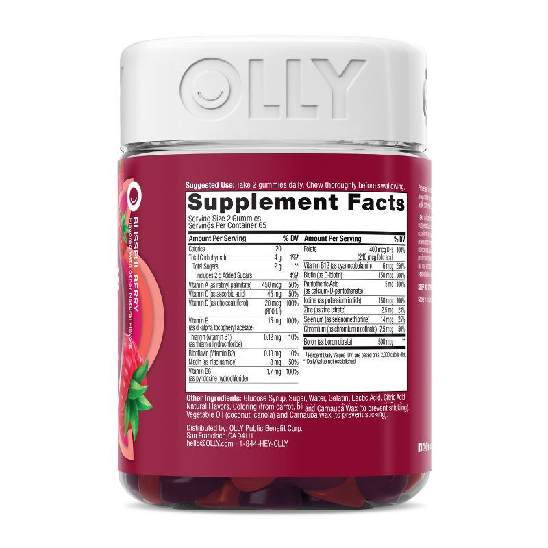 slide 3 of 6, OLLY Women's Multivitamin Gummies - Berry - 130ct, 130 ct