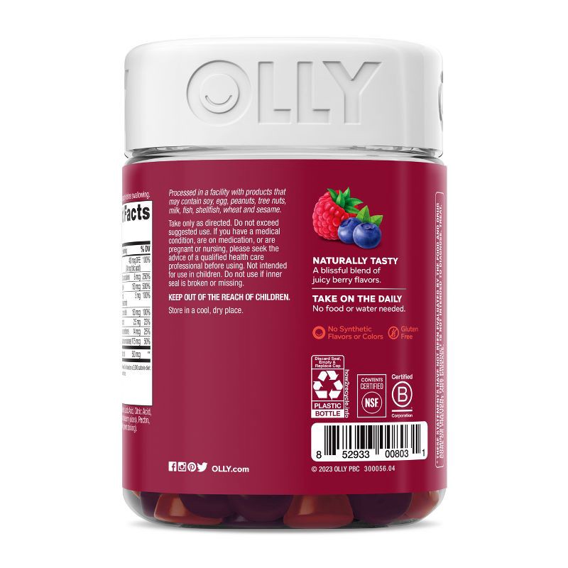 slide 5 of 6, OLLY Women's Multivitamin Gummies - Berry - 130ct, 130 ct