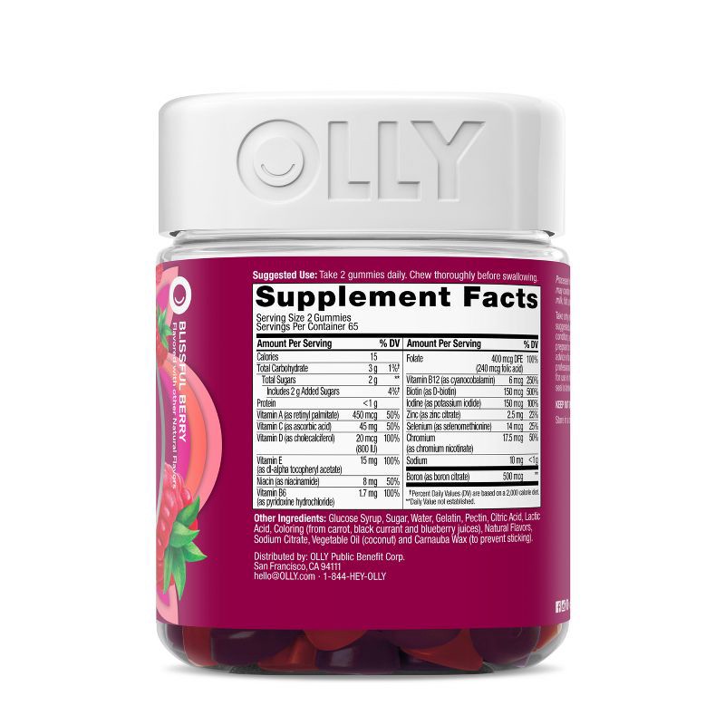 slide 5 of 8, OLLY Women's Multivitamin Gummies - Berry - 130ct, 130 ct