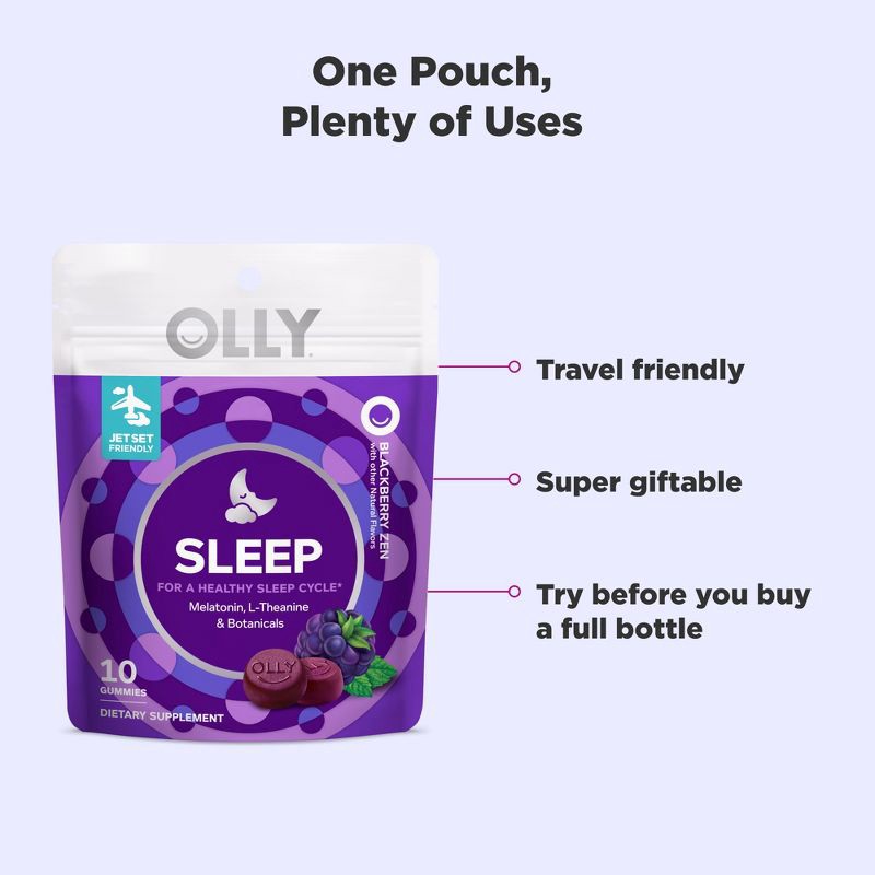 slide 5 of 7, OLLY 3mg Melatonin Sleep Gummies - Blackberry Zen - 10ct, 3mg, 10 ct