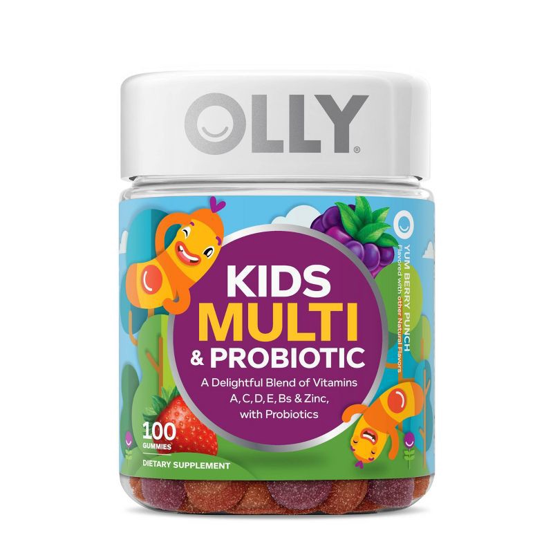 slide 1 of 8, OLLY Kids' Multivitamin + Probiotic Gummies - Berry Punch - 100ct, 100 ct