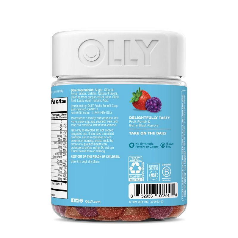 slide 8 of 8, OLLY Kids' Multivitamin + Probiotic Gummies - Berry Punch - 100ct, 100 ct