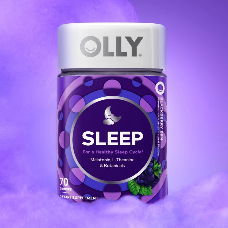 slide 2 of 9, OLLY 3mg Melatonin Sleep Gummies - Blackberry Zen - 70ct, 3mg, 70 ct