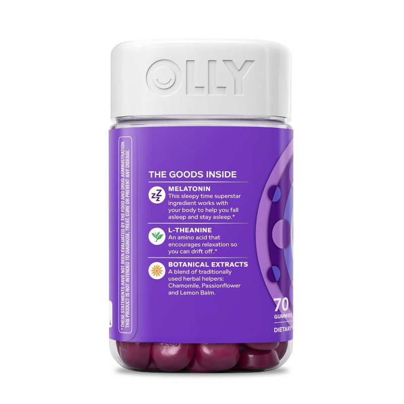 slide 9 of 9, OLLY 3mg Melatonin Sleep Gummies - Blackberry Zen - 70ct, 3mg, 70 ct