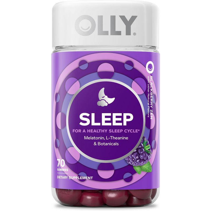 slide 1 of 6, OLLY 3mg Melatonin Sleep Gummies - Blackberry Zen - 70ct, 3mg, 70 ct