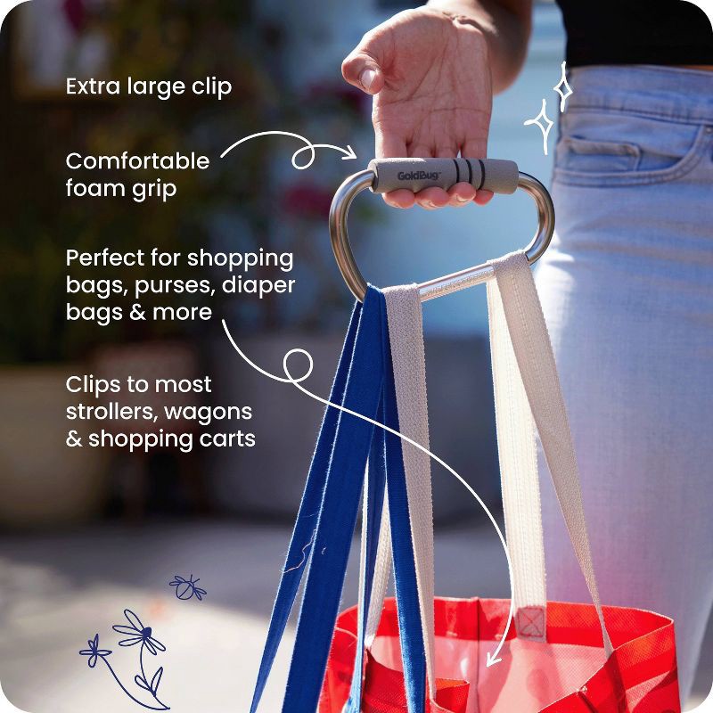 slide 3 of 4, GoldBug Stroller Hook - Multi Use Clip for Shopping Carts and Strollers, 1 ct