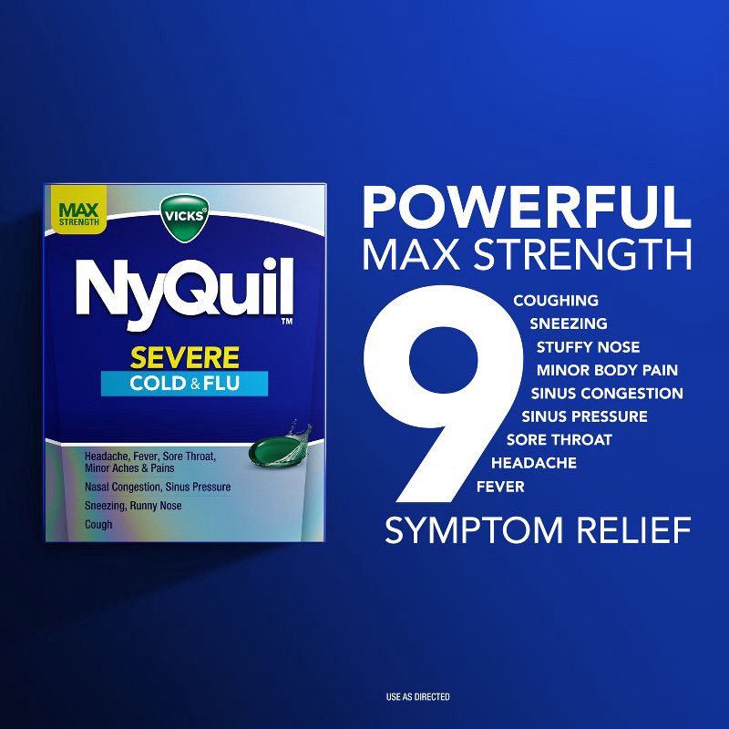 slide 3 of 7, Vicks NyQuil Severe Cold & Flu Medicine Liquicaps - 24ct, 24 ct