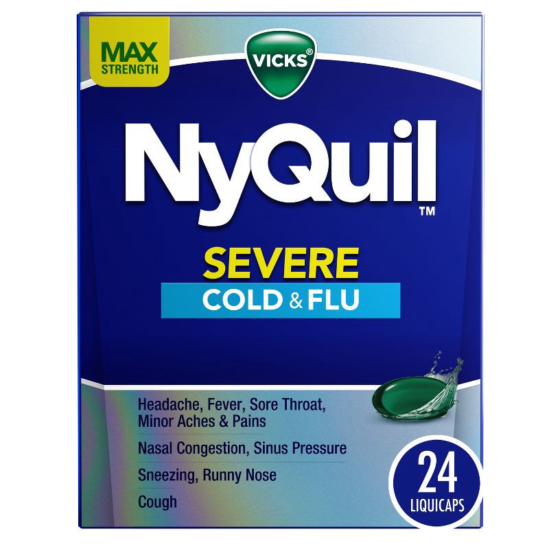 slide 1 of 7, Vicks NyQuil Severe Cold & Flu Medicine Liquicaps - 24ct, 24 ct