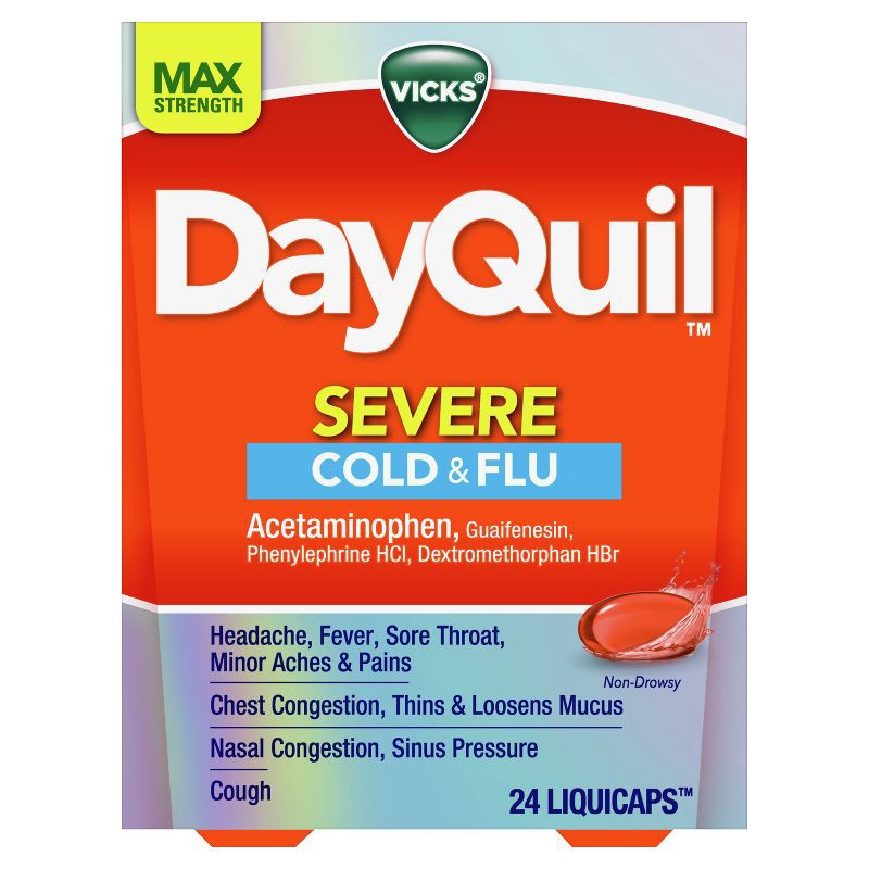 slide 6 of 9, Vicks DayQuil Severe Cold & Flu Medicine LiquiCaps - 24ct, 24 ct