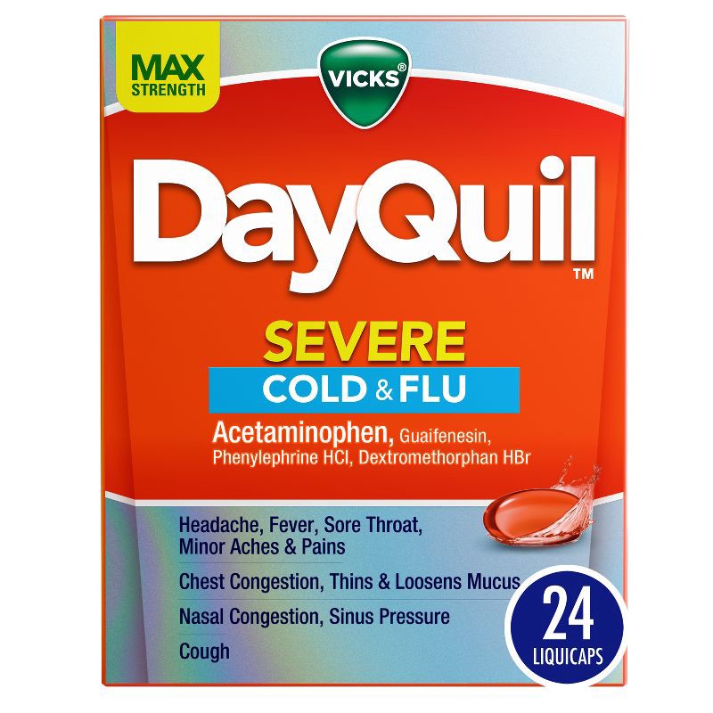 slide 1 of 9, Vicks DayQuil Severe Cold & Flu Medicine LiquiCaps - 24ct, 24 ct