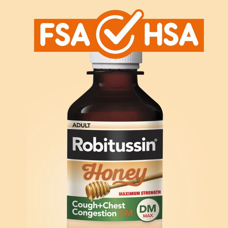 slide 5 of 9, Robitussin Cough + Chest Congestion DM MAX Relief Liquid - Dextromethorphan - Honey - 8 fl oz, 8 fl oz