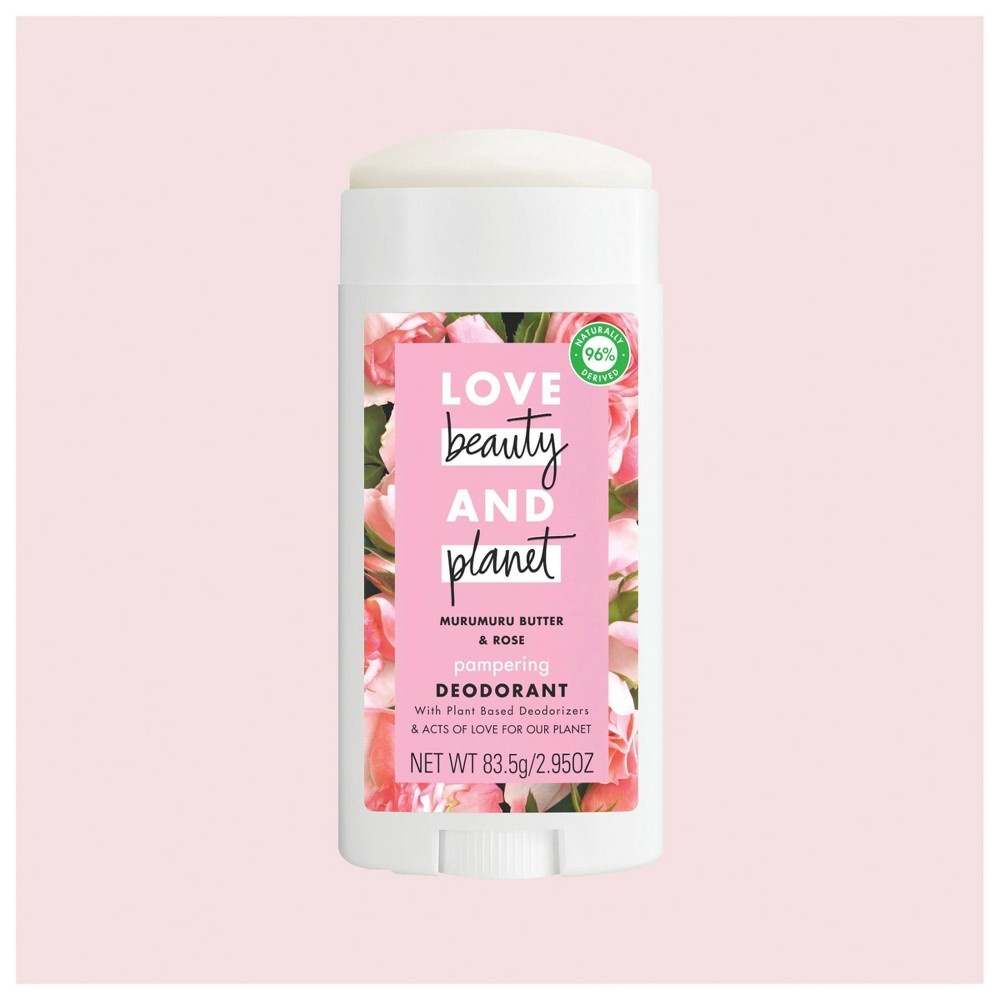 slide 3 of 4, Love Beauty and Planet Love Beauty & Planet Aluminum Free Murumuru Butter & Rose Pampering Deodorant Stick, 2.95 oz