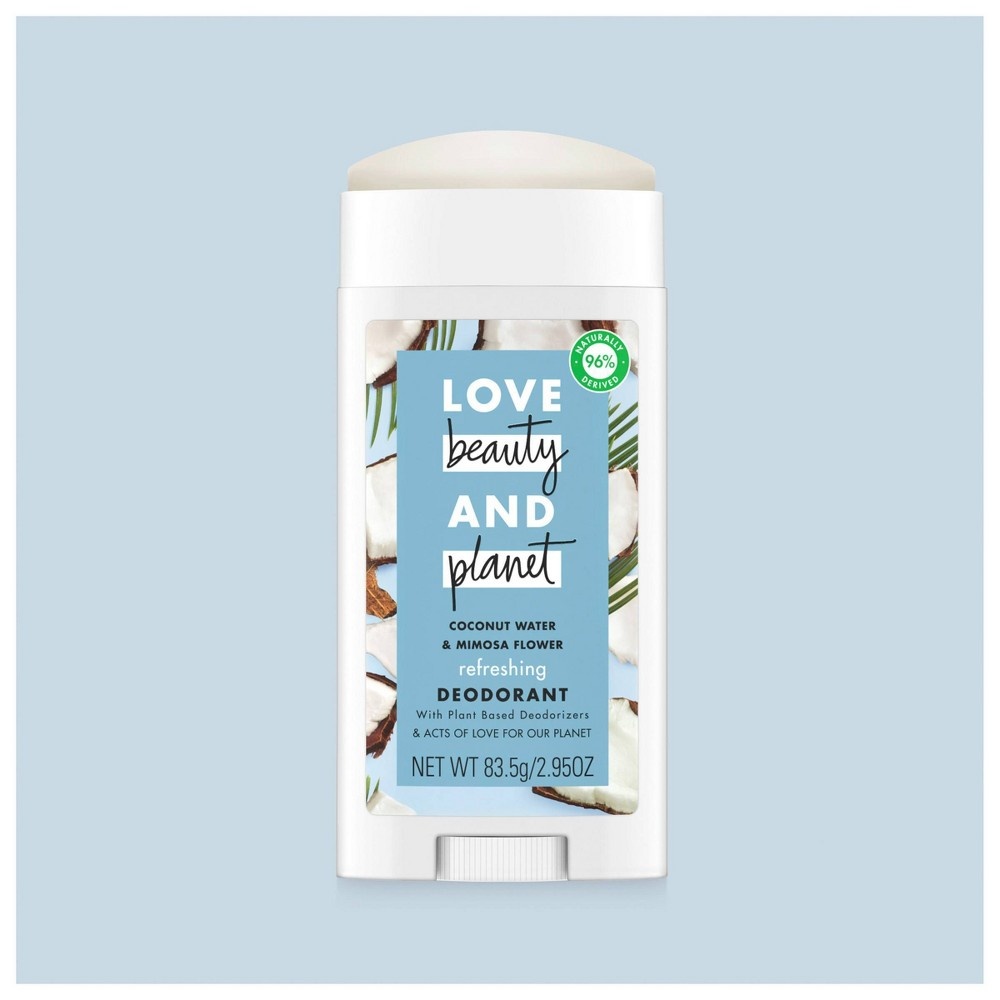 slide 3 of 5, Love Beauty and Planet Love Beauty & Planet Aluminum Free Coconut Water & Mimosa Refreshing Deodorant Stick, 2.95 oz