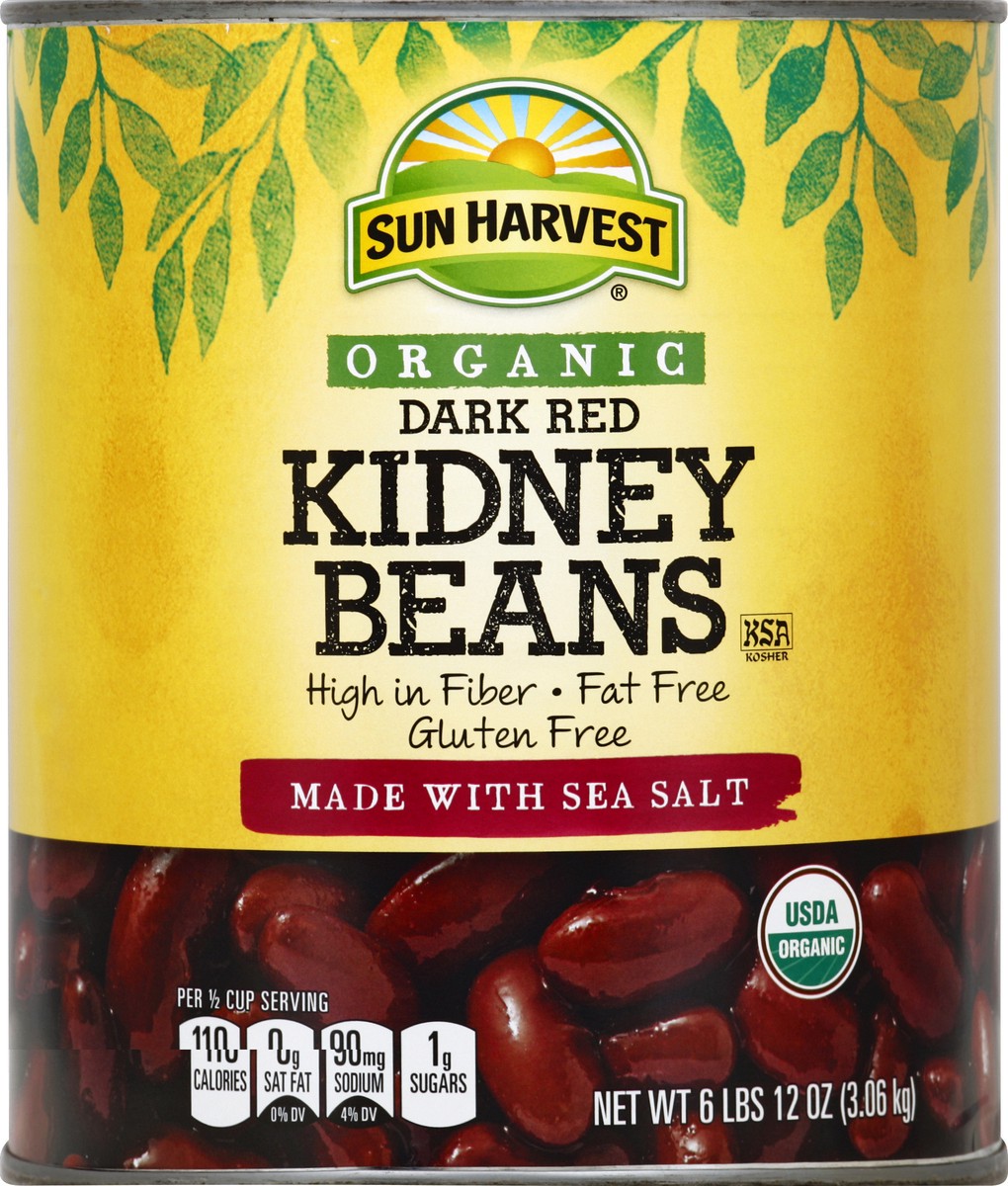 slide 1 of 6, Sun Harvest Organic Dark Red Kidney Beans, 108 oz