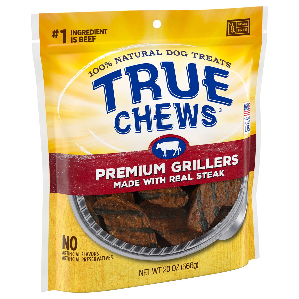 slide 3 of 6, True Chews Premium Grillers Steak Dog Treats 20 oz, 20 oz