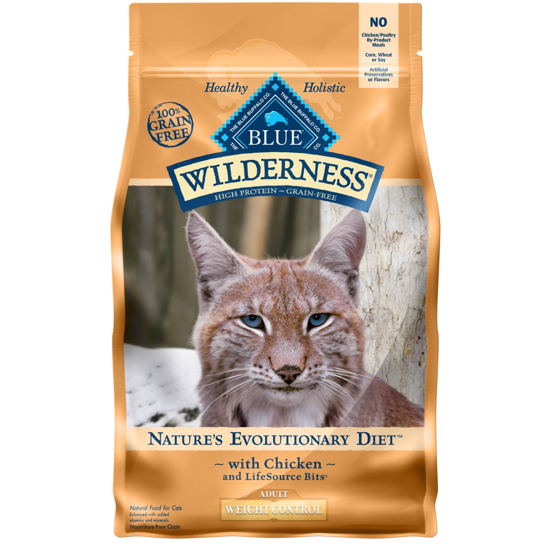 slide 1 of 1, Blue Buffalo Blue Wilderness Adult Weight Control Chicken Recipe Dry Cat Food, 2 lb