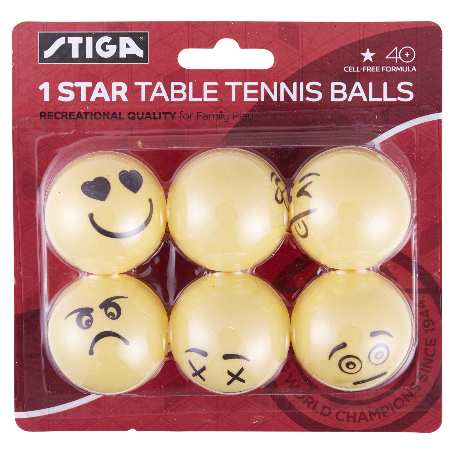 slide 1 of 1, STIGA 1-Star Emoji Table Tennis Balls, 6 ct