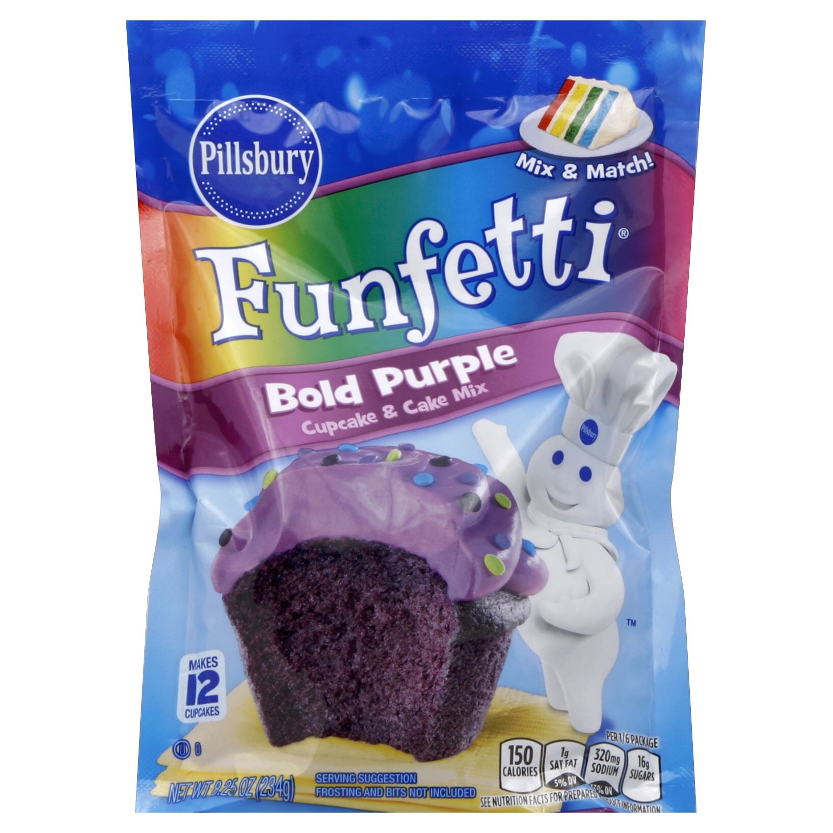 slide 1 of 1, Pillsbury Funfetti Bold Purple Cupcake & Cake Mix, 8.25 oz