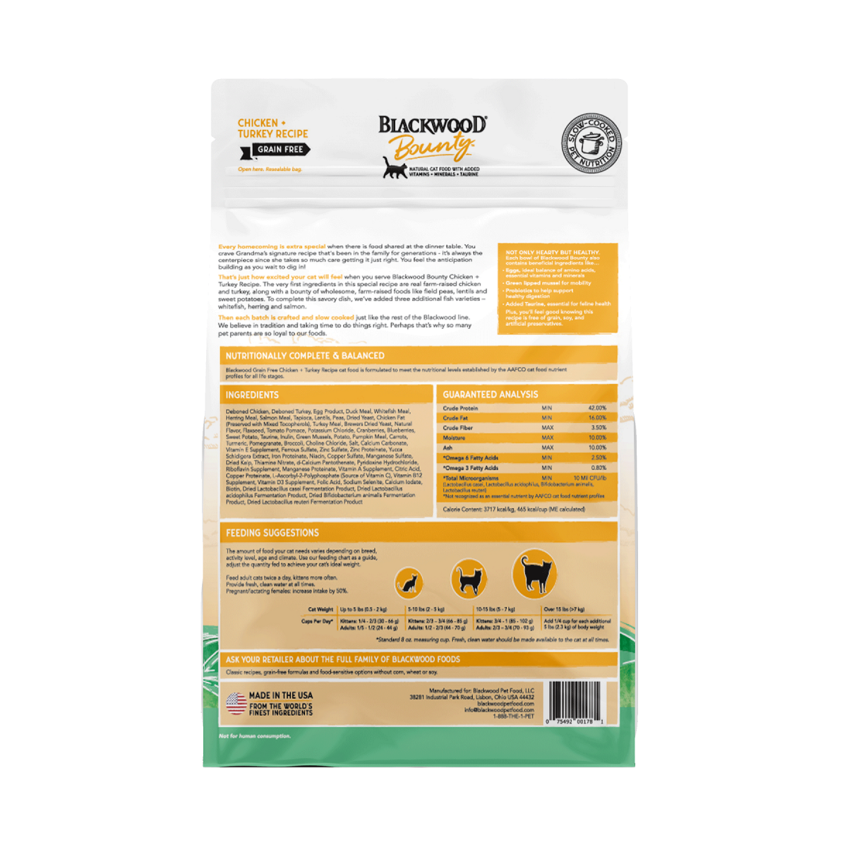 slide 2 of 2, Blackwood Bounty Dry Cat Food Chicken + Turkey Recipe 2lbs., 2 lb