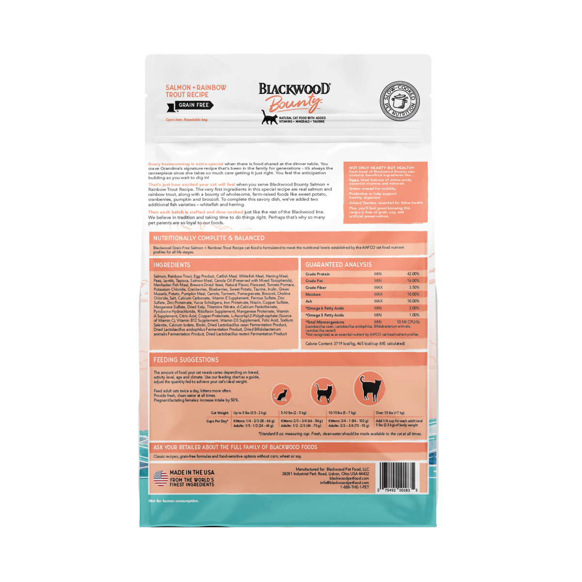 slide 2 of 2, Blackwood Bounty Dry Cat Food Salmon + Rainbow Trout Recipe, 10 lb