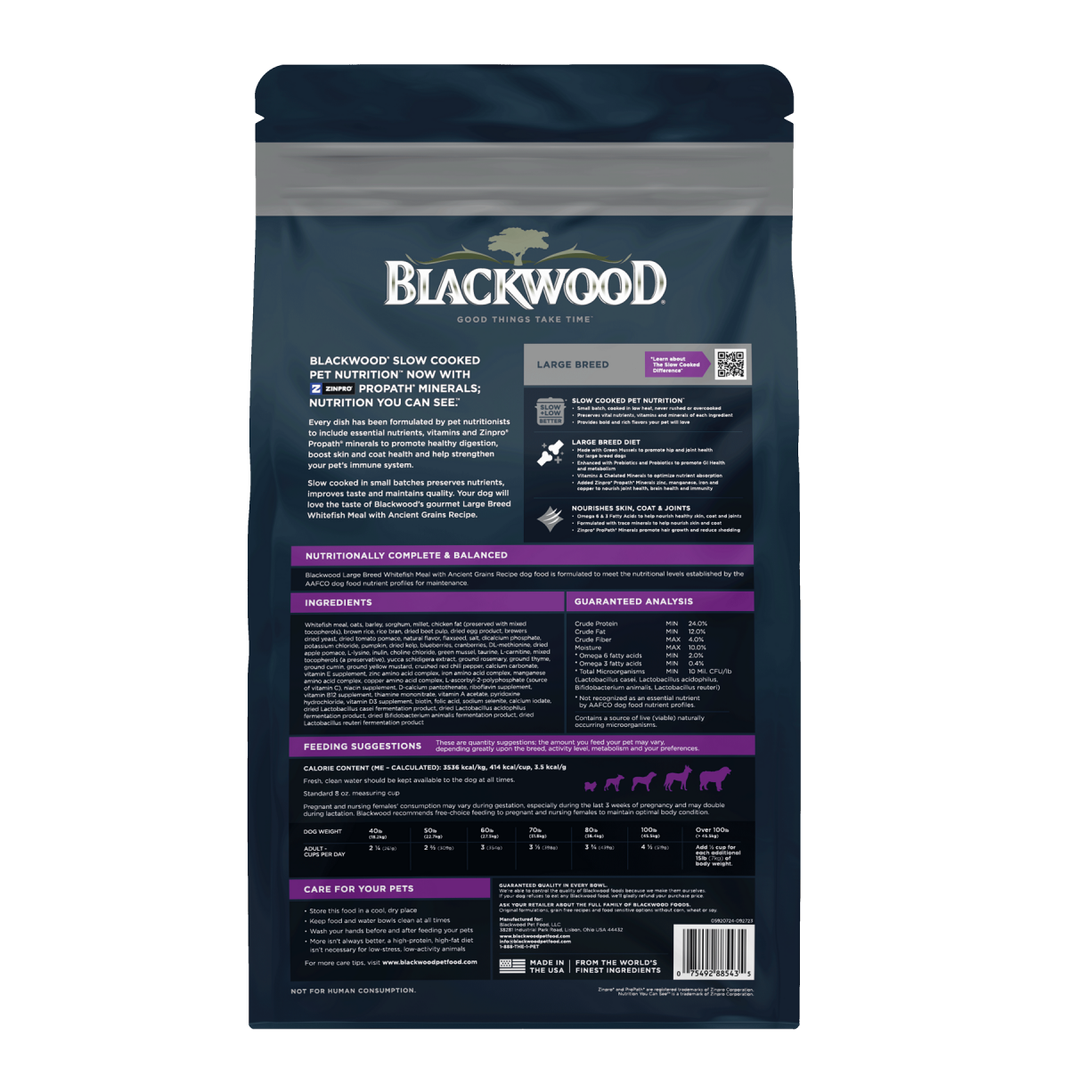 slide 2 of 2, Blackwood Dry Dog Food Large Breed, Adult Dog Whitefish Meal with Ancient Grains Recipe, 24 lb