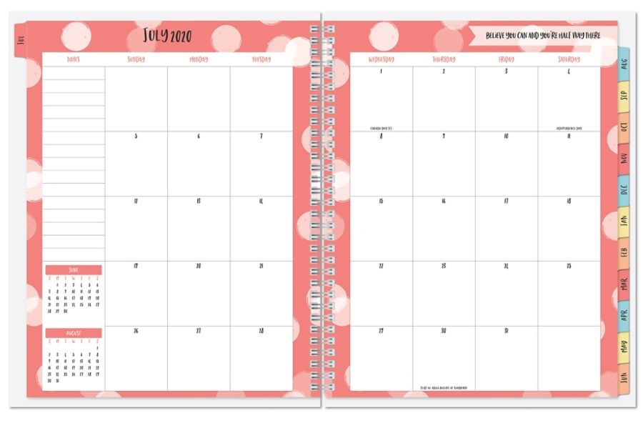 slide 3 of 3, Office Depot Weekly/Monthly Academic Planner, 8-1/2'' X 11'', Wellness, July 2020 To June 2021, 1 ct