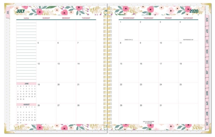 slide 3 of 3, Office Depot Weekly/Monthly Academic Planner, 8-1/2'' X 11'', Floral, July 2020 To June 2021, Odus1933-027, 1 ct