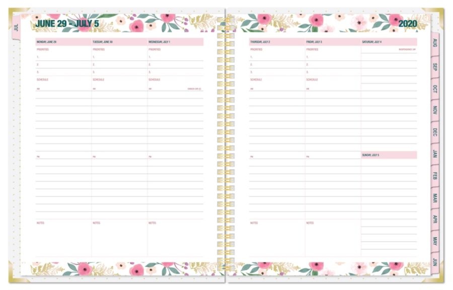 slide 2 of 3, Office Depot Weekly/Monthly Academic Planner, 8-1/2'' X 11'', Floral, July 2020 To June 2021, Odus1933-027, 1 ct