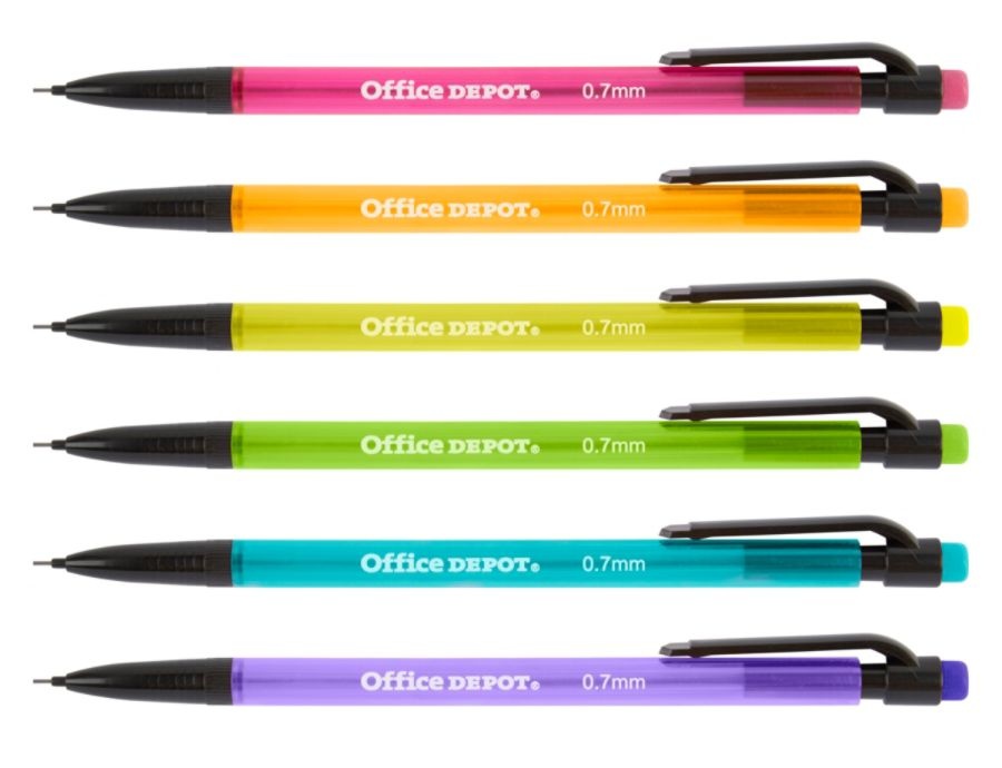 slide 4 of 8, Office Depot Mechanical Pencils, Hb, 0.7 Mm, Assorted Barrel Colors, Pack Of 6, 6 ct