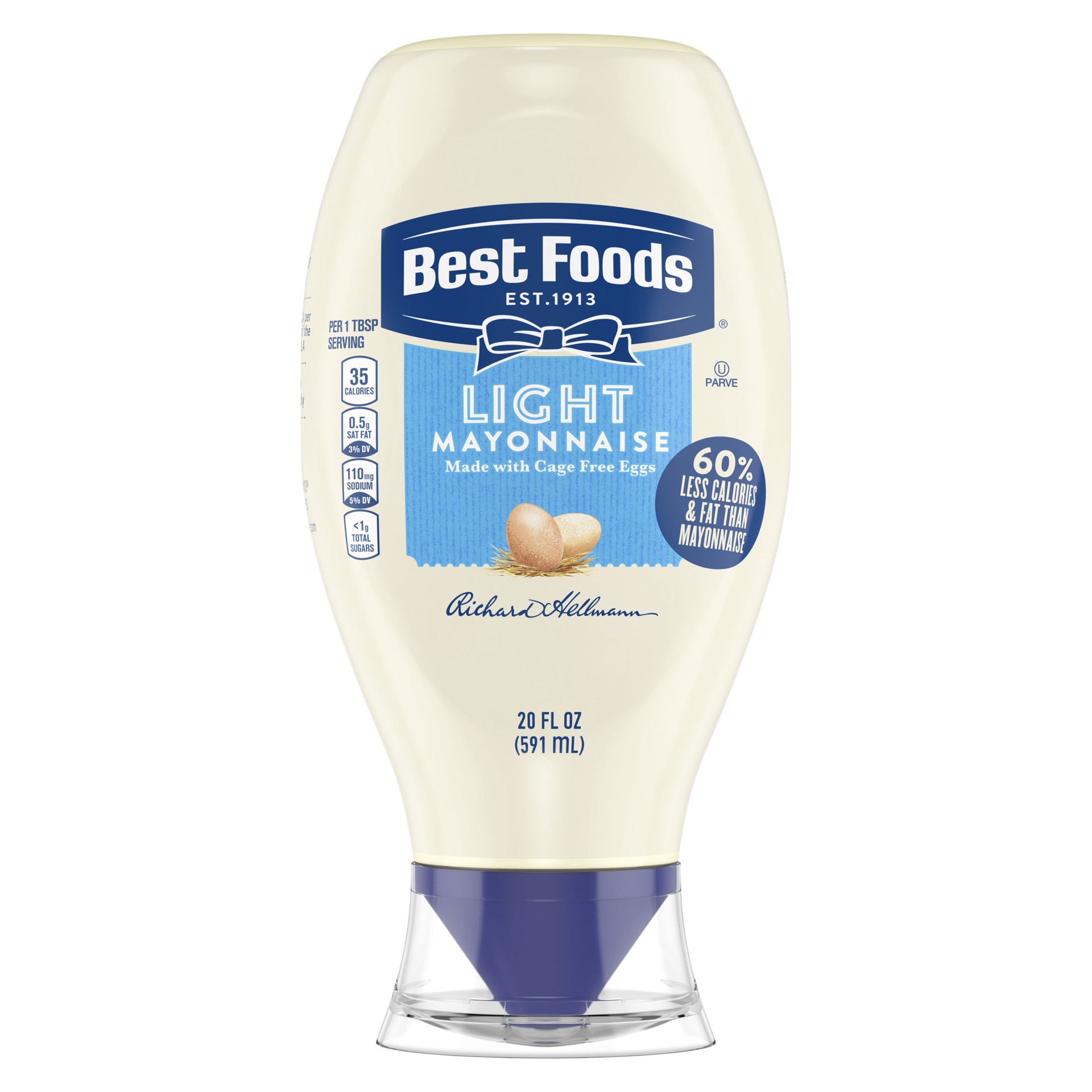 slide 1 of 6, Best Foods Mayonnaise Light Mayo, 20 oz, 1 Ct, 20 oz