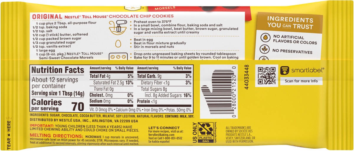 slide 2 of 8, Toll House Semi Sweet Chocolate Chips 6 oz., 6 oz